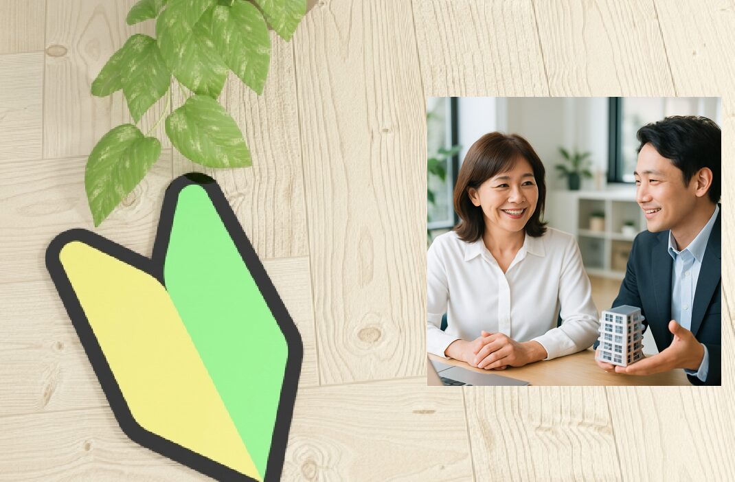 初心者がマンションの説明を聞いてる写真