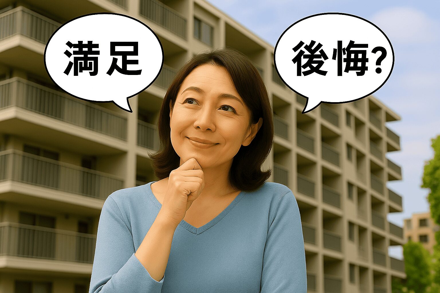 マンション購入を考えてる女性の写真風