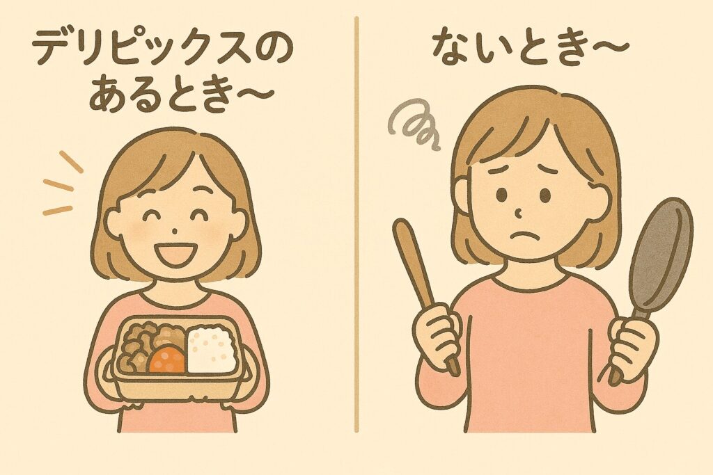 デリピックスのあるとき・ないときのイメージイラスト