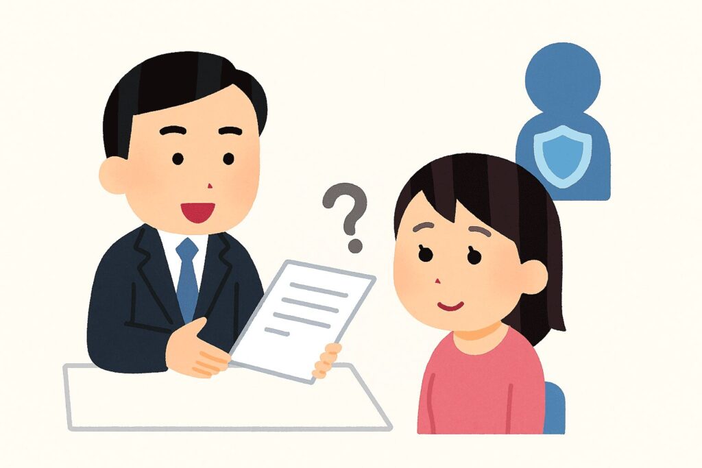 団信の説明を受ける女性